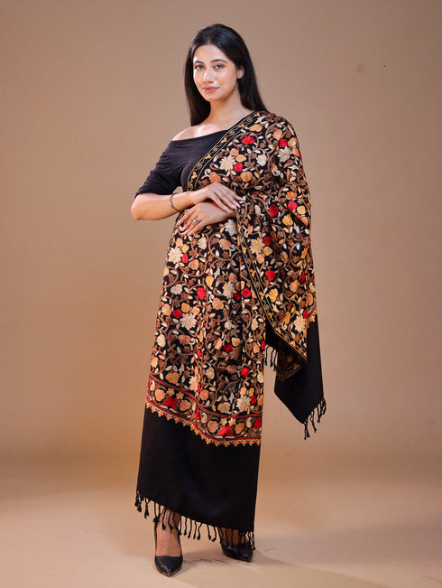 Women's Aari Embroidered Wool Stole